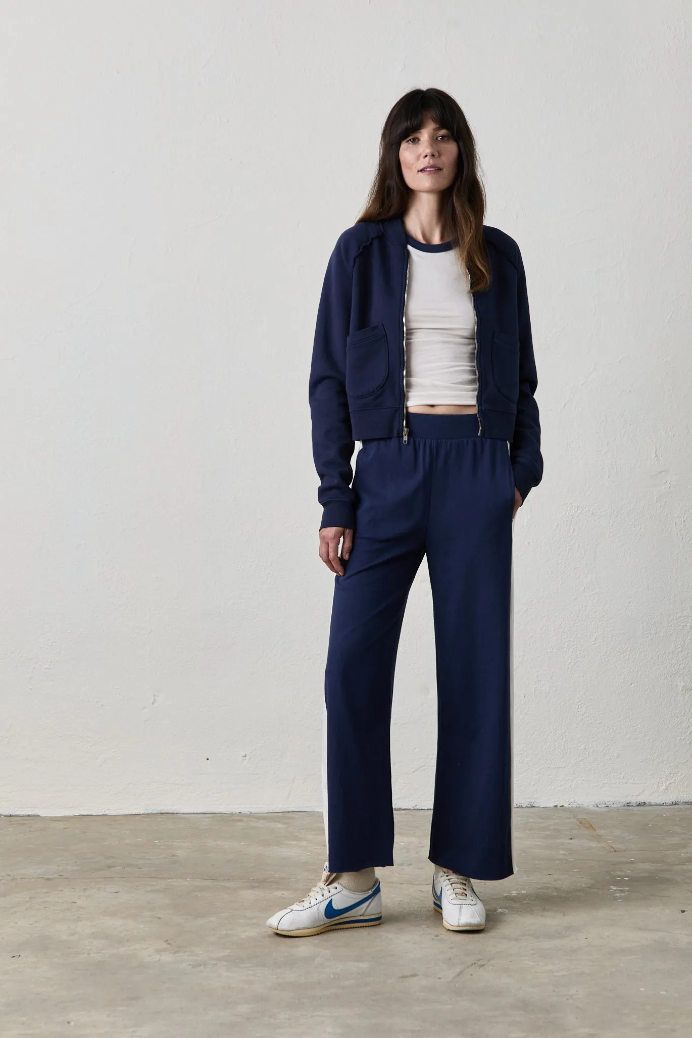 FOX ZIP FRONT BOMBER IN NAVY