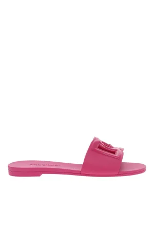 Fuchsia Logo Rubber Beachwear Sliders