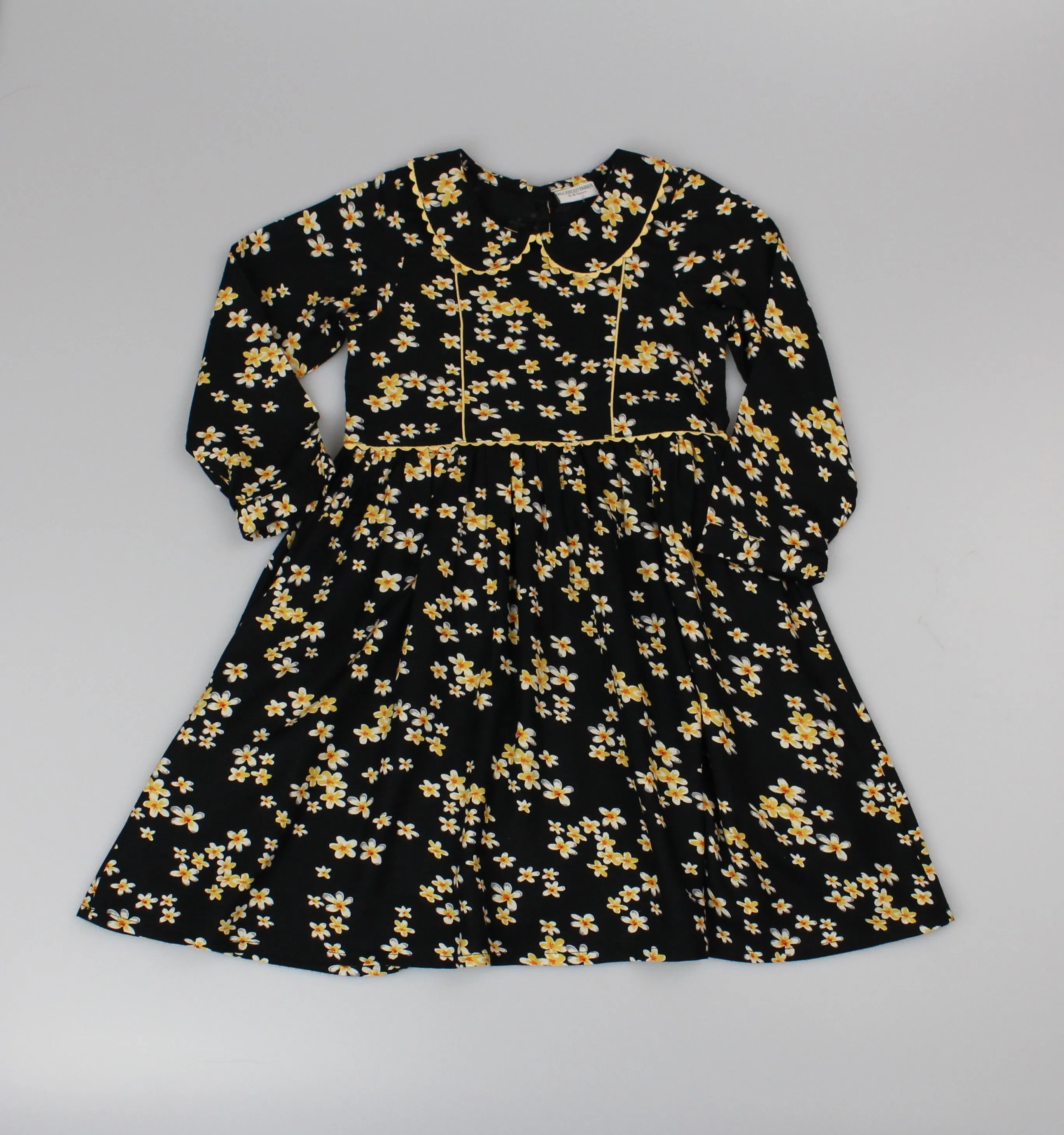 Girls Lined Viscose Dress - Black/Yellow (PK6) (3-8y) F52528