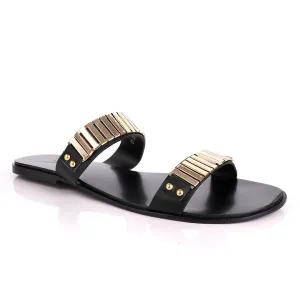 Giuseppe Zanotti Gold Figaro Double Strap Slippers