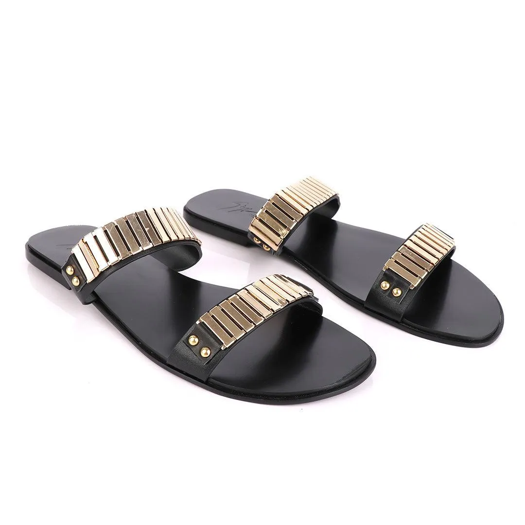 Giuseppe Zanotti Gold Figaro Double Strap Slippers