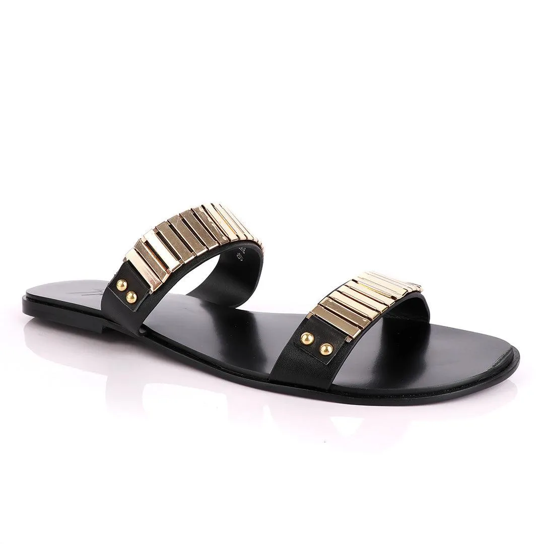 Giuseppe Zanotti Gold Figaro Double Strap Slippers