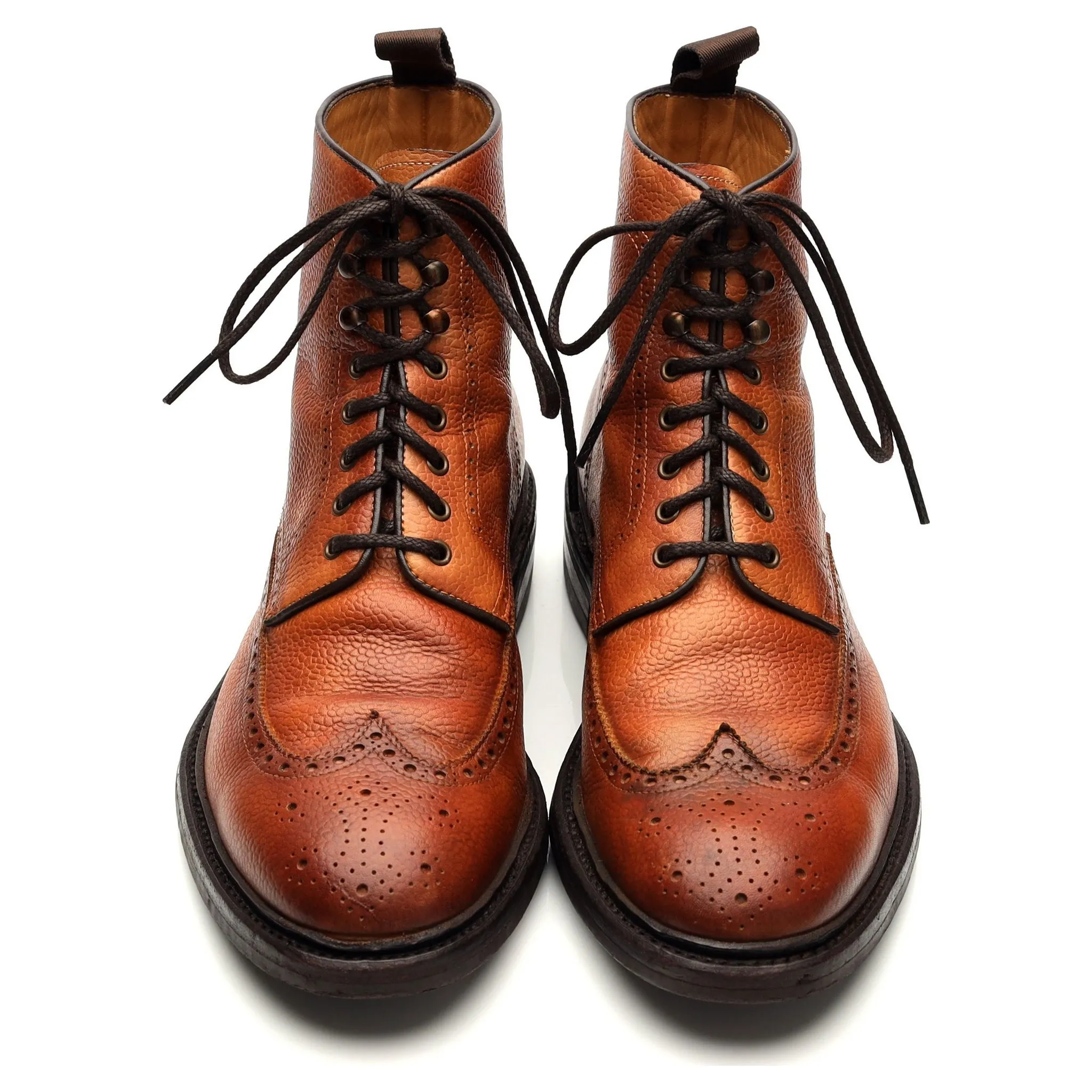 'Gladiator 8922' Tan Brown Grain Leather Brogue Boots UK 7.5
