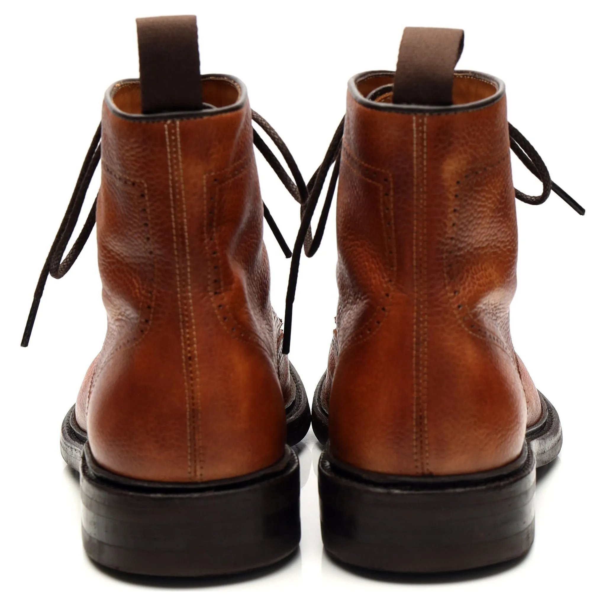 'Gladiator 8922' Tan Brown Grain Leather Brogue Boots UK 7.5