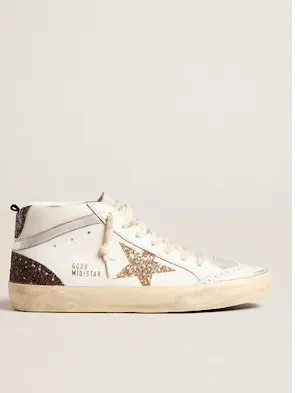 Golden Goose Mid Star  WHITE/ICE/GOLD/BROWN