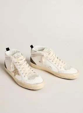 Golden Goose Mid Star  WHITE/ICE/GOLD/BROWN