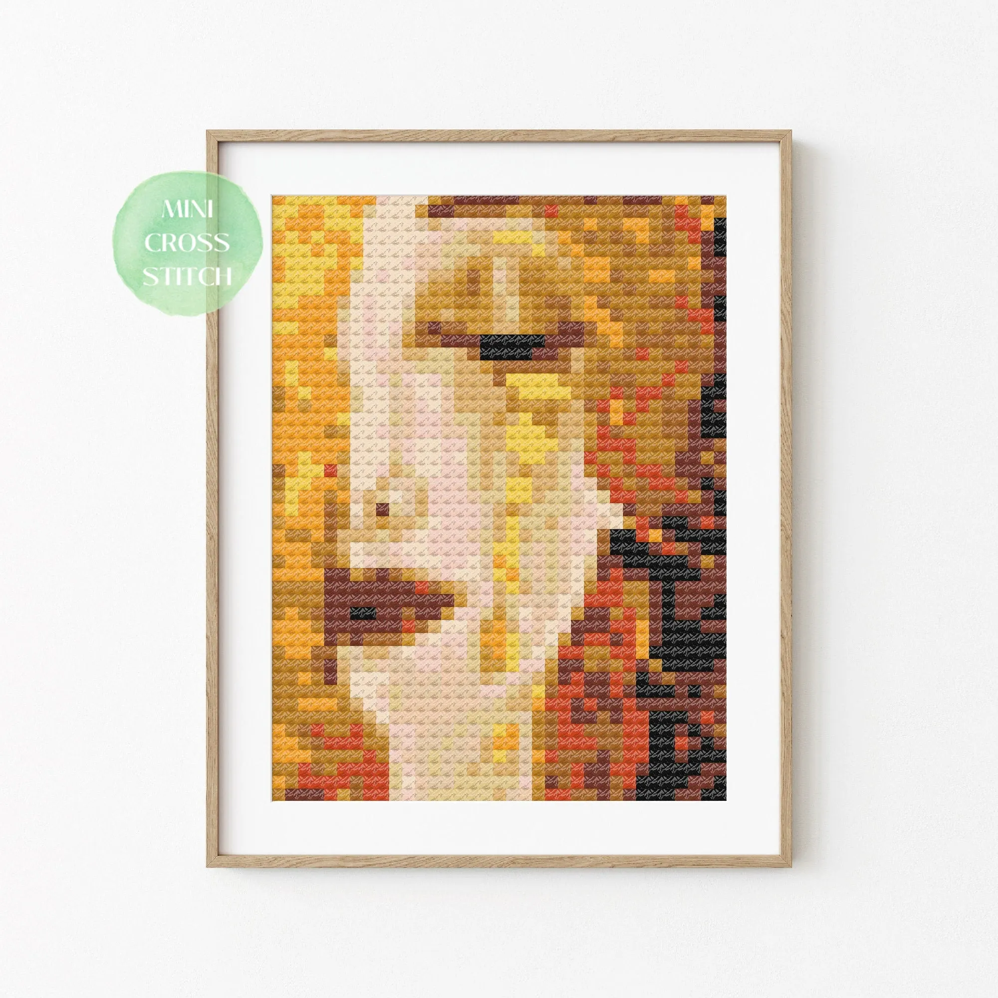 Golden Tear Painting Mini Cross Stitch Pattern #113