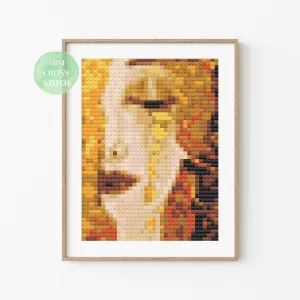 Golden Tear Painting Mini Cross Stitch Pattern #113