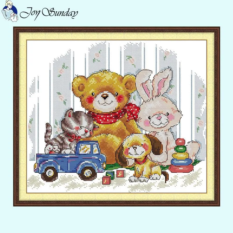 Good Friends DIY Cartoon Animal Patterns Bear Rabbit Dog Cat Cross Stitch Kit