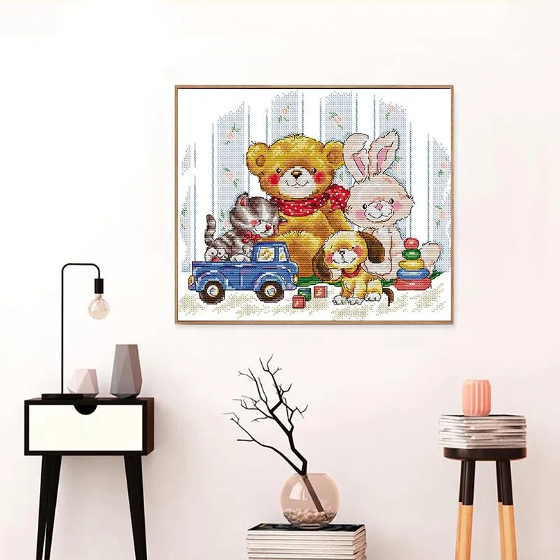 Good Friends DIY Cartoon Animal Patterns Bear Rabbit Dog Cat Cross Stitch Kit