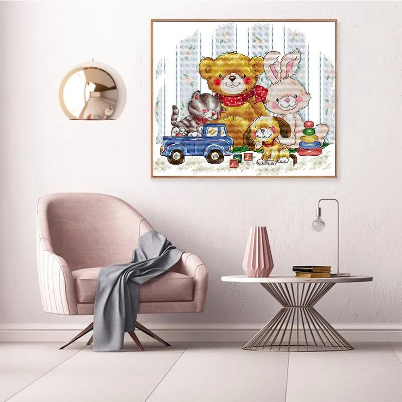 Good Friends DIY Cartoon Animal Patterns Bear Rabbit Dog Cat Cross Stitch Kit