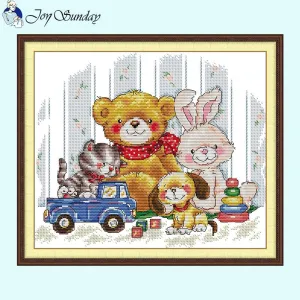 Good Friends DIY Cartoon Animal Patterns Bear Rabbit Dog Cat Cross Stitch Kit