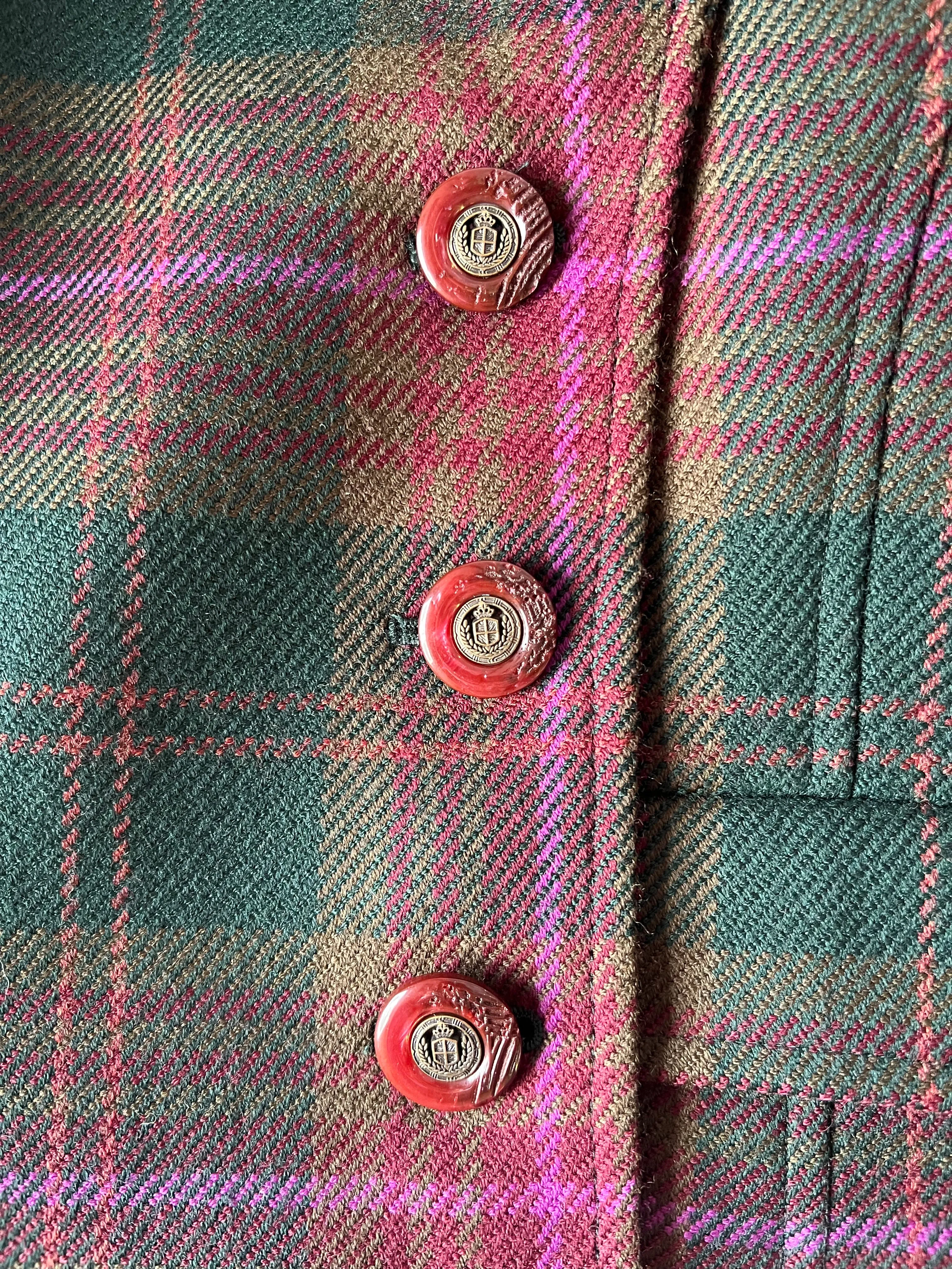 Green and Purple Plaid Blazer