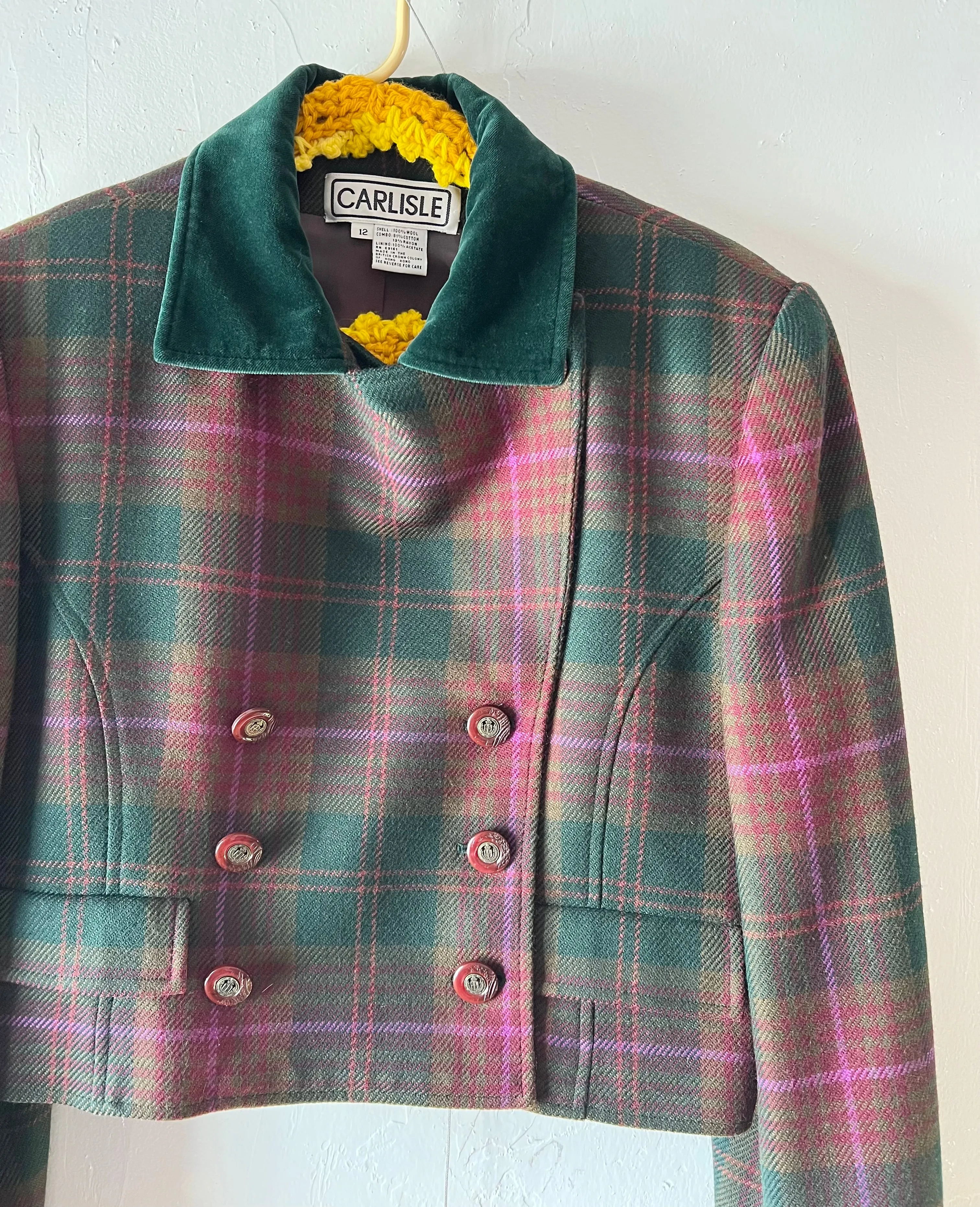 Green and Purple Plaid Blazer