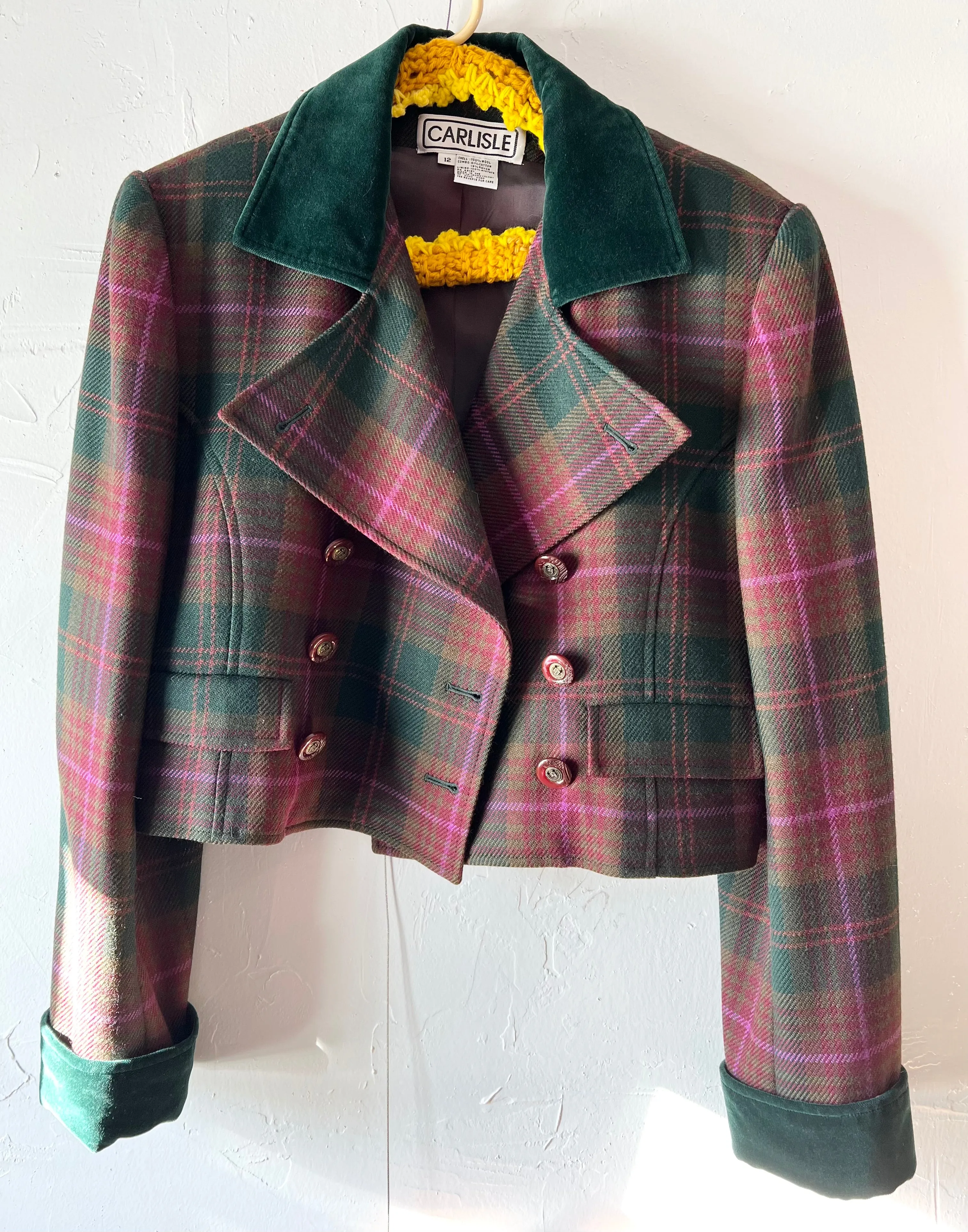 Green and Purple Plaid Blazer