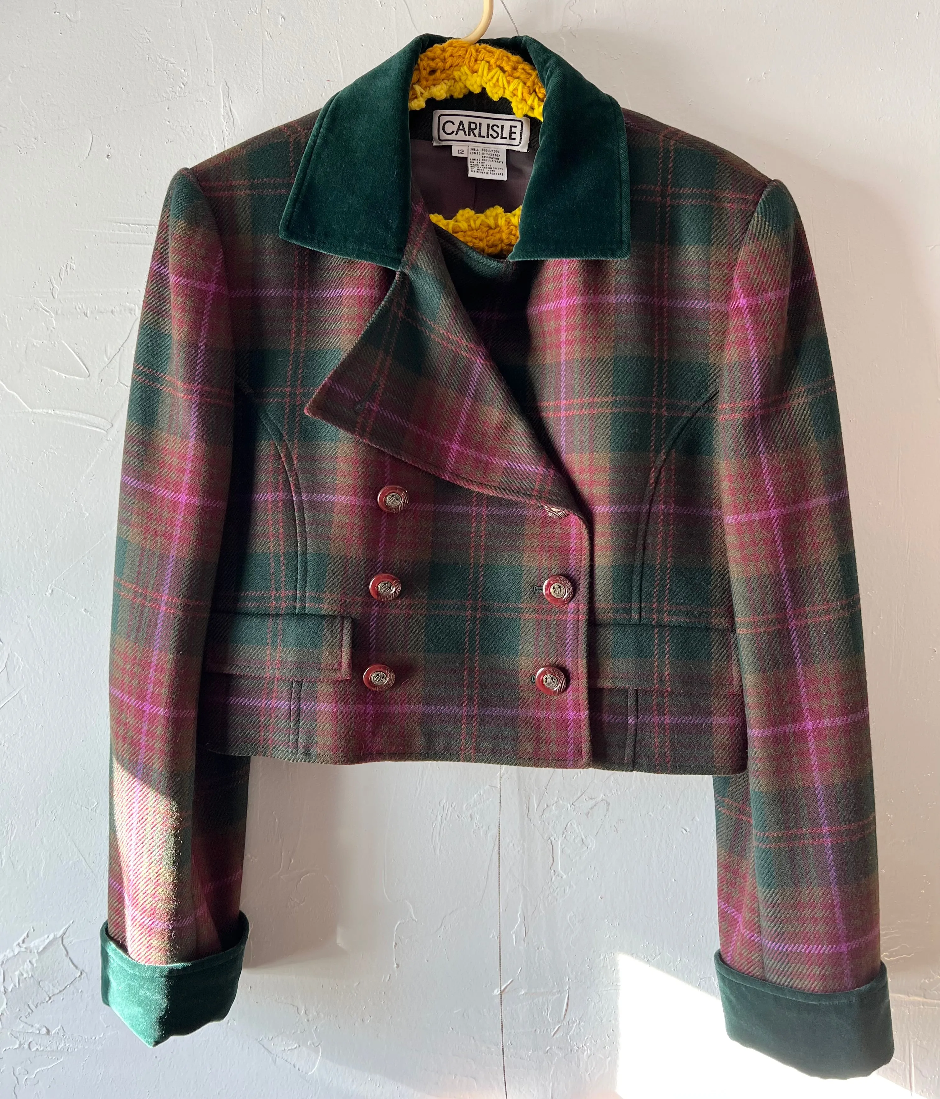 Green and Purple Plaid Blazer