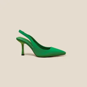 Green Pointed Toe Slingback Sandals