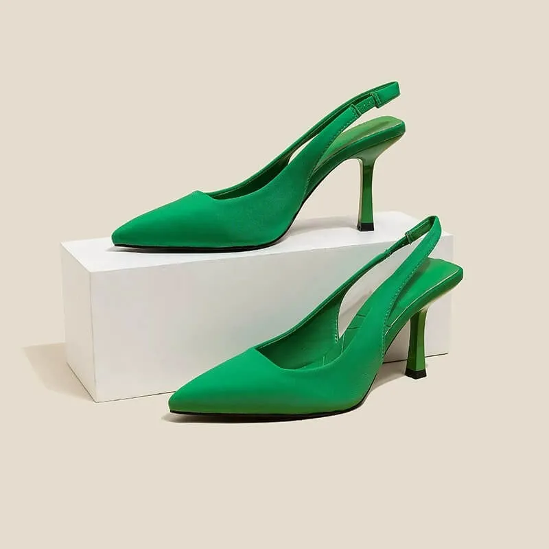 Green Pointed Toe Slingback Sandals