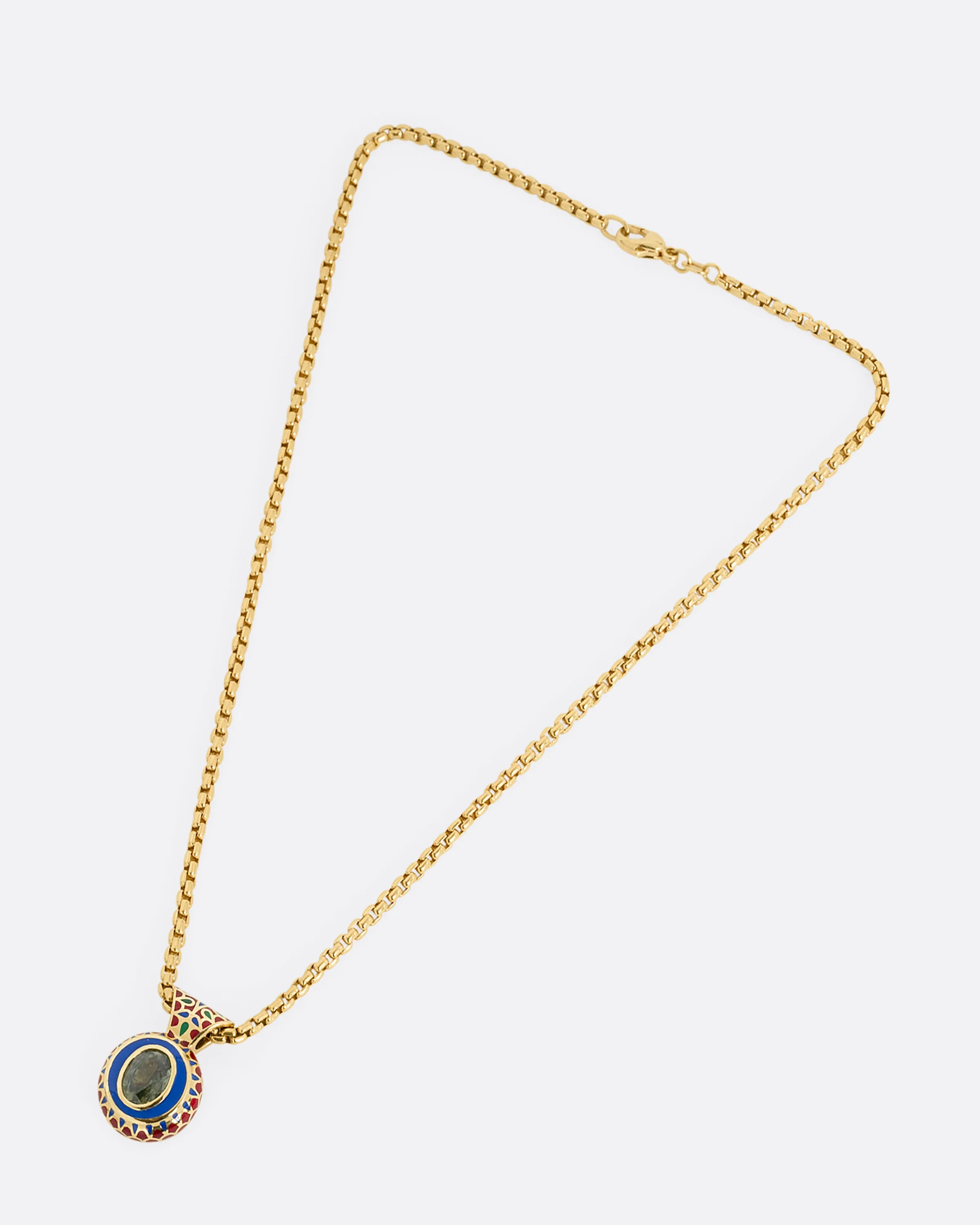 Greta Sapphire and Enamel Pendant Necklace