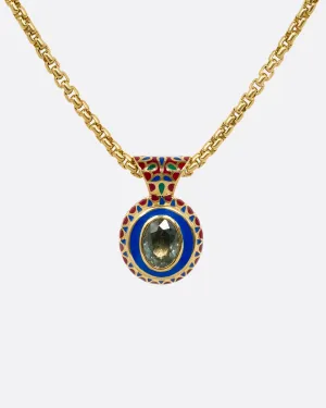Greta Sapphire and Enamel Pendant Necklace