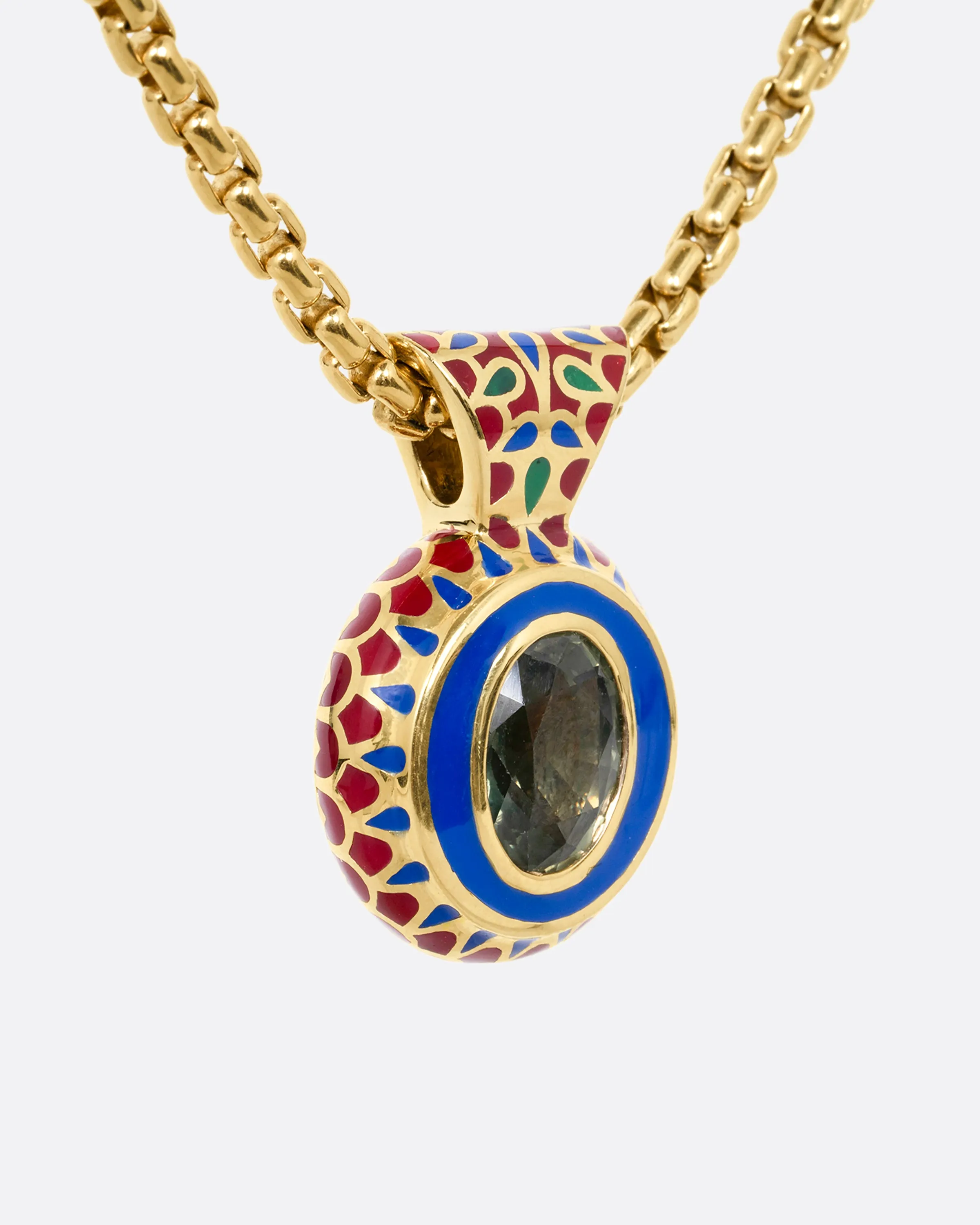 Greta Sapphire and Enamel Pendant Necklace