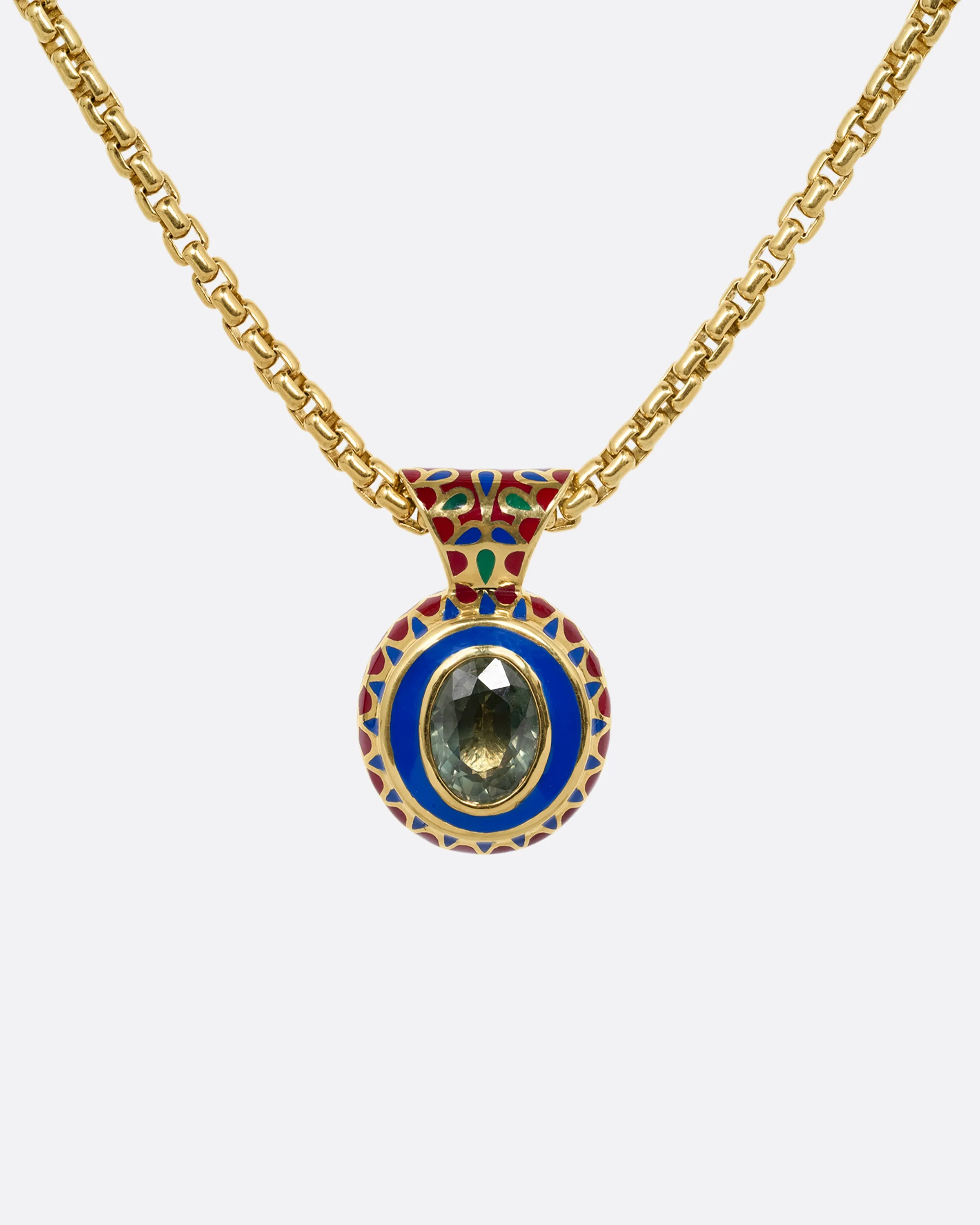 Greta Sapphire and Enamel Pendant Necklace