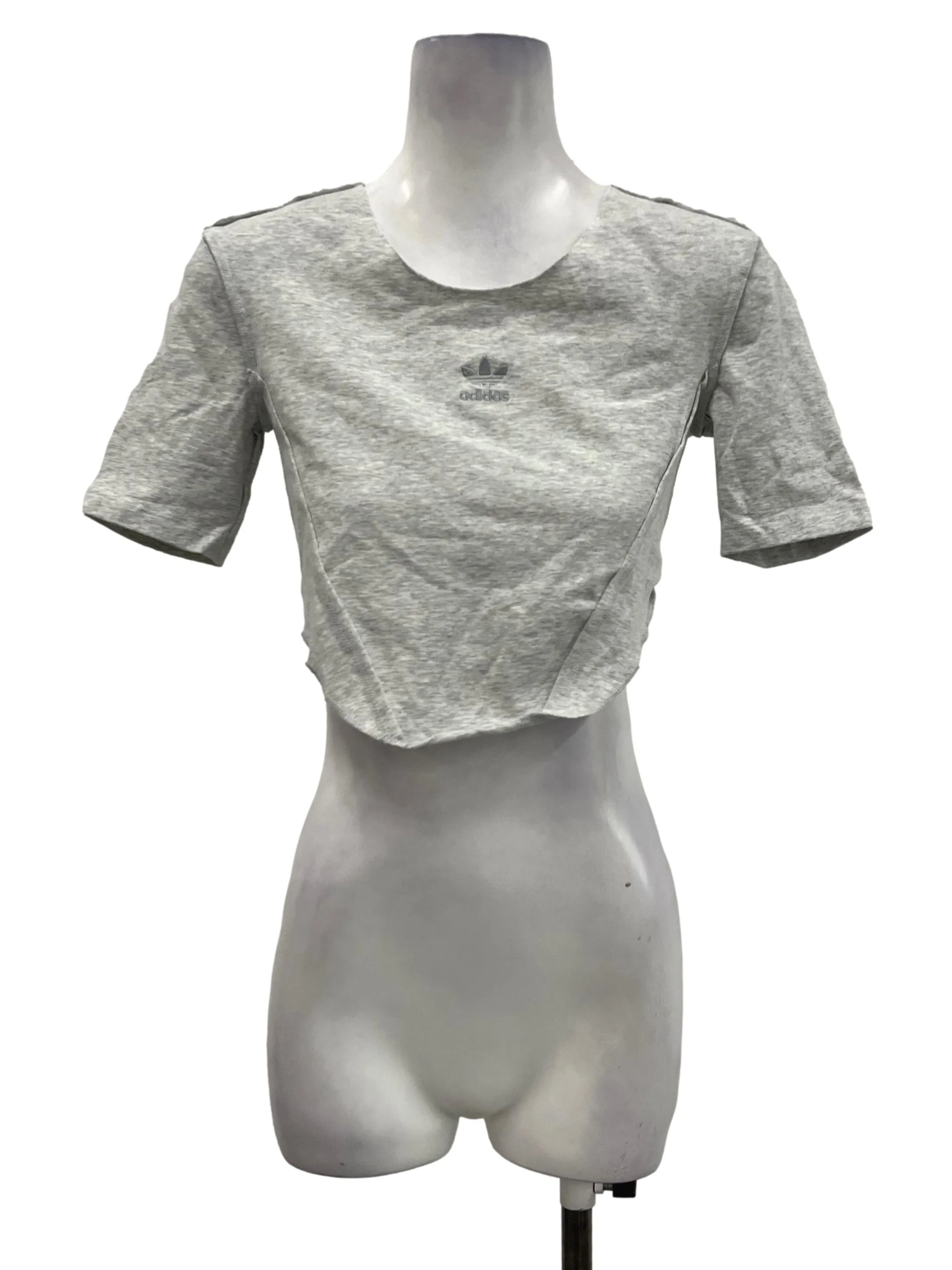 Grey Stitch Detail Asymmetrical Crop Top