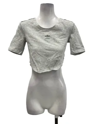 Grey Stitch Detail Asymmetrical Crop Top