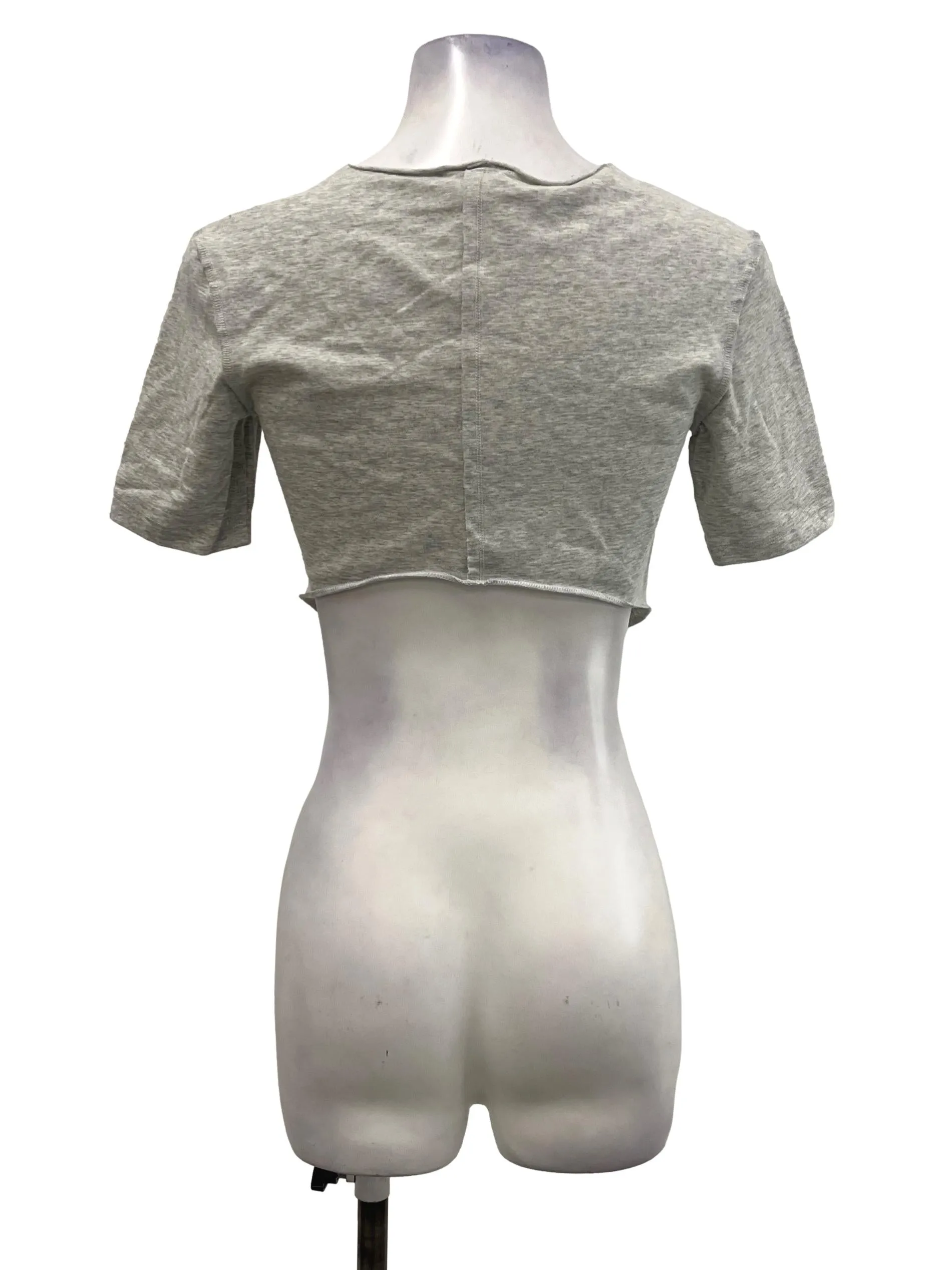 Grey Stitch Detail Asymmetrical Crop Top