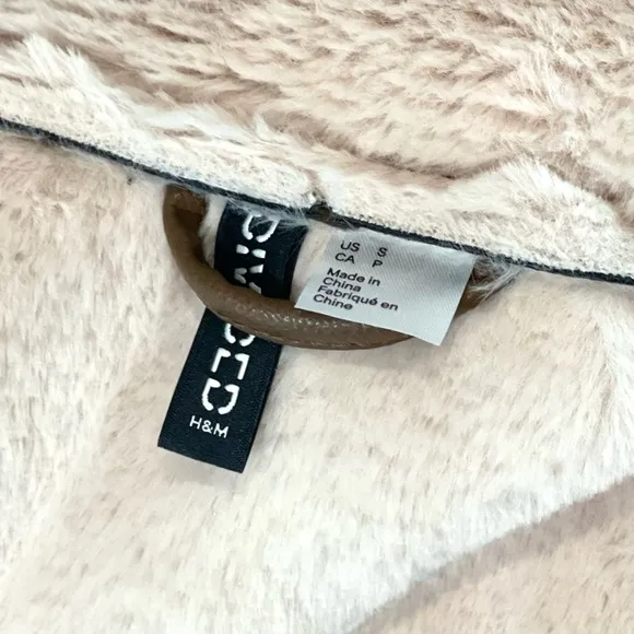H&amp;M Divided Brown Vegan Leather Shearling Faux Fur Oversized Moto Biker Jacket