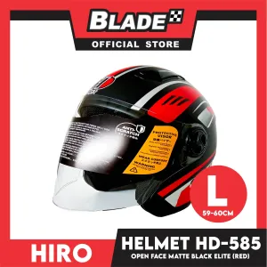 HIRO Helmet OF (Large) HD-585 Matte Black Elite Red Color (Open Face, Half Face)