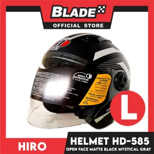 HIRO Helmet OF (Large) HD-585 Matte Black Mystical Gray Color (Open Face, Half Face)