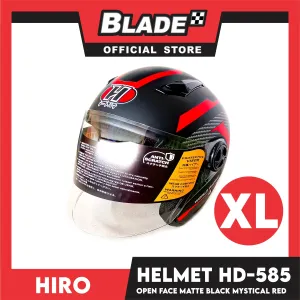 HIRO Helmet OF (XL) HD-585 Matte Black Mystical Red Color (Open Face, Half Face)