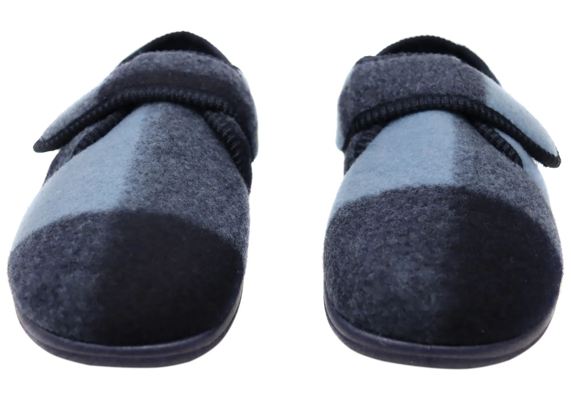 Homyped Mens Ando Adjustable Strap Extra Extra Wide Slippers Blue