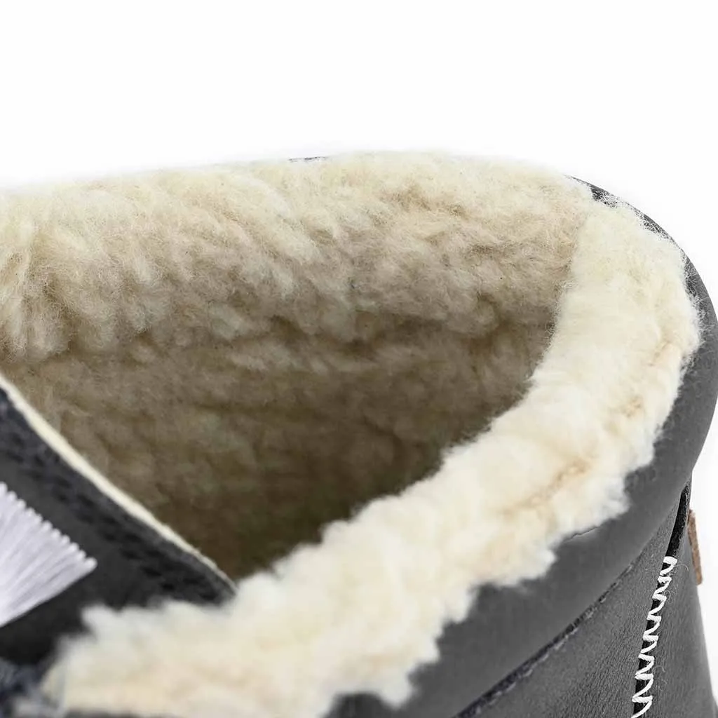 Hoogah Woolie Dark Grey Leather