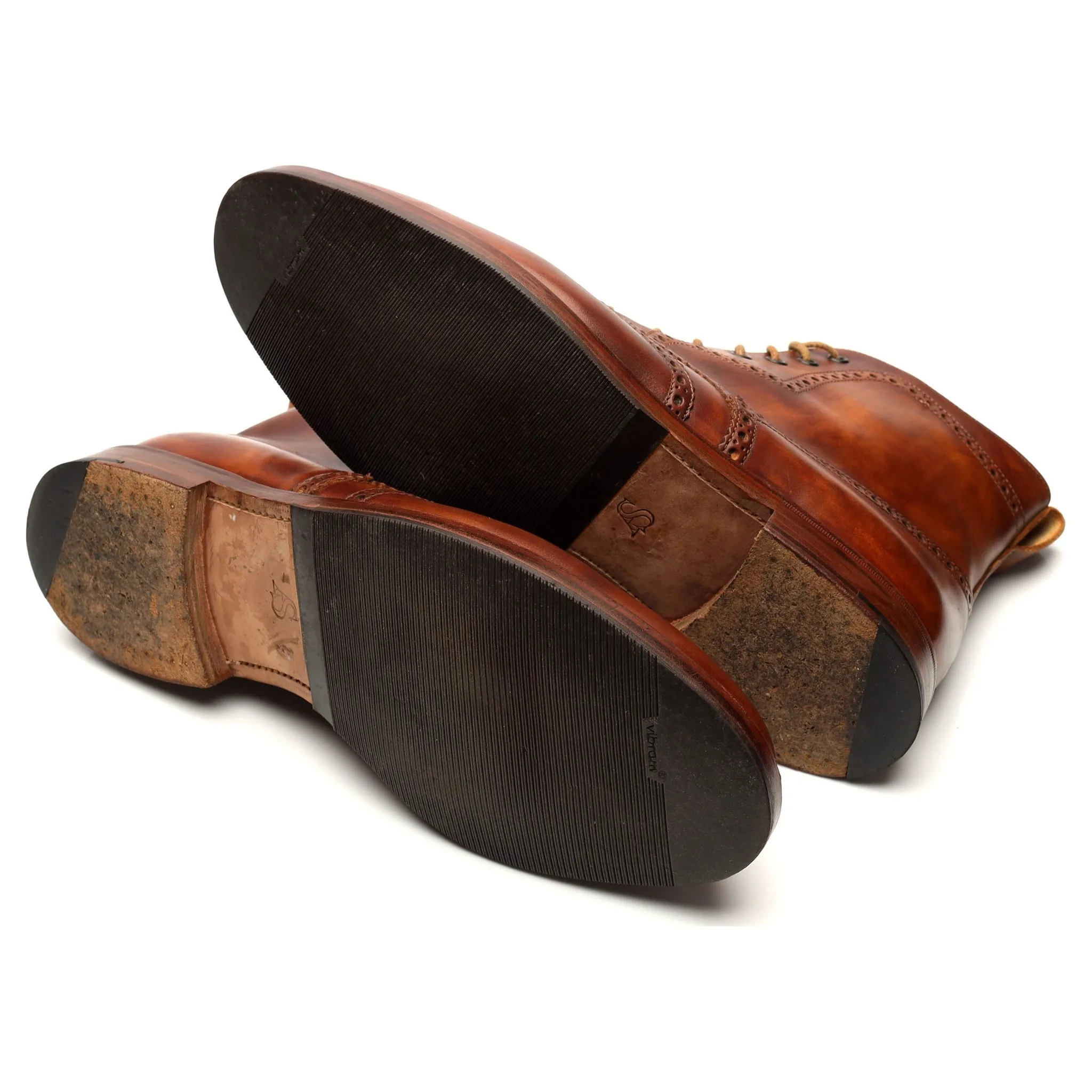 'Howard' Brown Museum Leather Brogue Boots UK 12