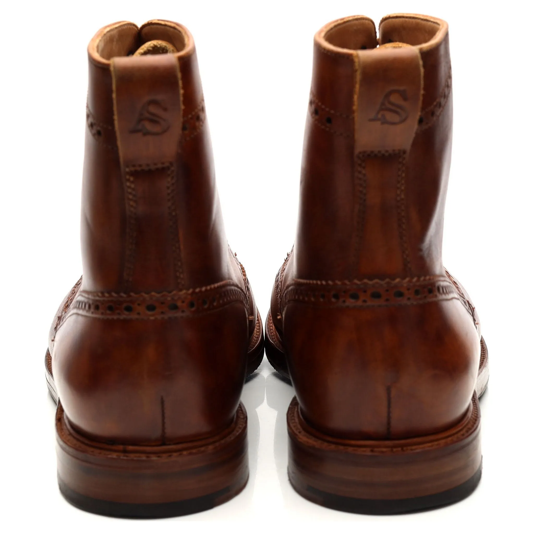 'Howard' Brown Museum Leather Brogue Boots UK 12