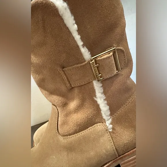 Jack Rogers Womens Sadie Sherpa Faux Suede Faux Shearling Lined Bootie