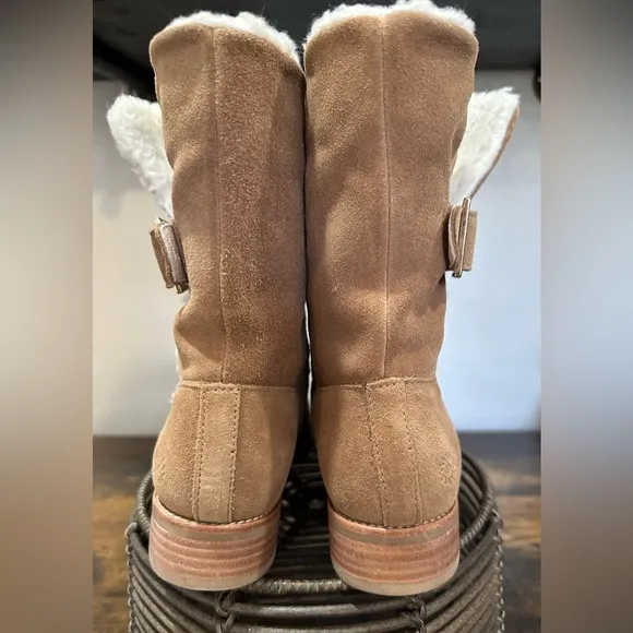Jack Rogers Womens Sadie Sherpa Faux Suede Faux Shearling Lined Bootie