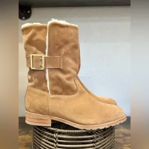 Jack Rogers Womens Sadie Sherpa Faux Suede Faux Shearling Lined Bootie
