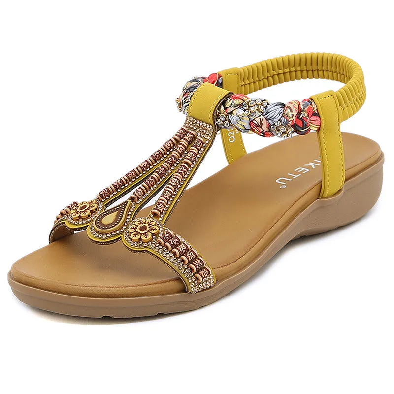 Jeweled and Beaded Strappy Ankle Sandals
