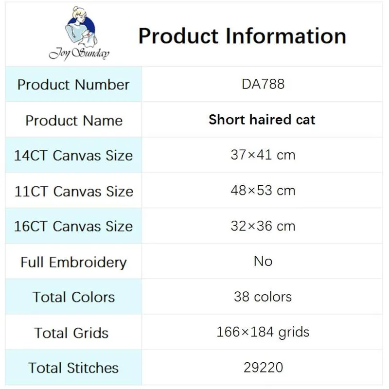 Joy Sunday Animal Cross Stitch Kit Siamese Cat
