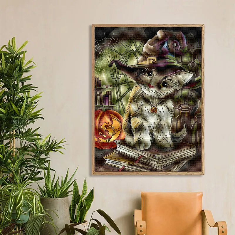 Joy Sunday Cat Magician Animal Patterns Thread Cross Stitch Kits