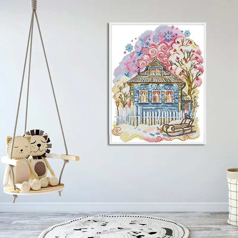 Joy Sunday Childhood Winter Scenery Pattern Cross Stitch