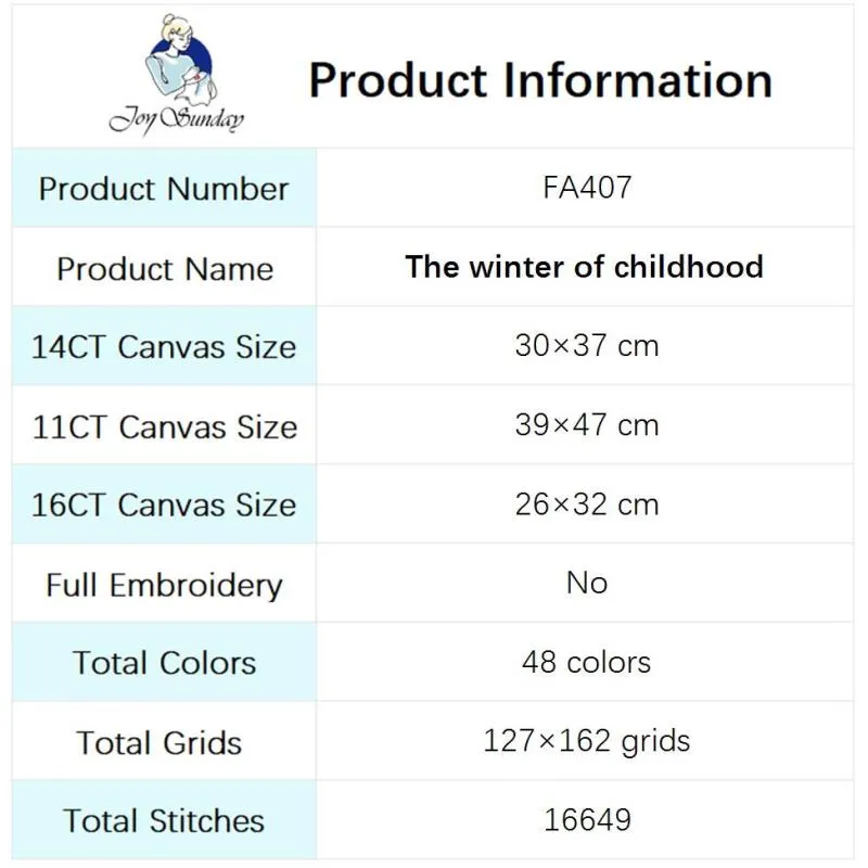 Joy Sunday Childhood Winter Scenery Pattern Cross Stitch