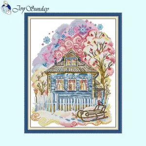 Joy Sunday Childhood Winter Scenery Pattern Cross Stitch