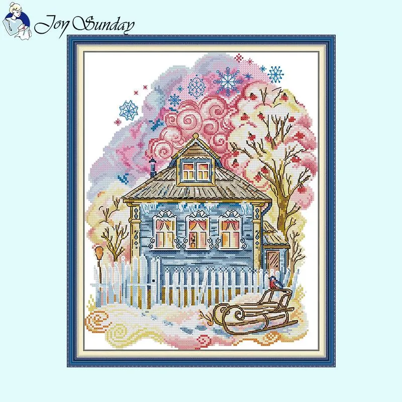 Joy Sunday Childhood Winter Scenery Pattern Cross Stitch