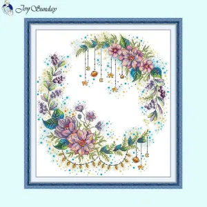 Joy Sunday Cross Stitch Floral Pattern Fairy Tale Wreath