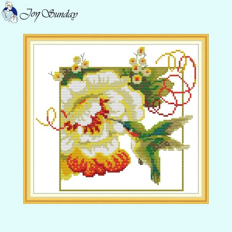 Joy Sunday Flower and Bird Home Decor Cross Stitch