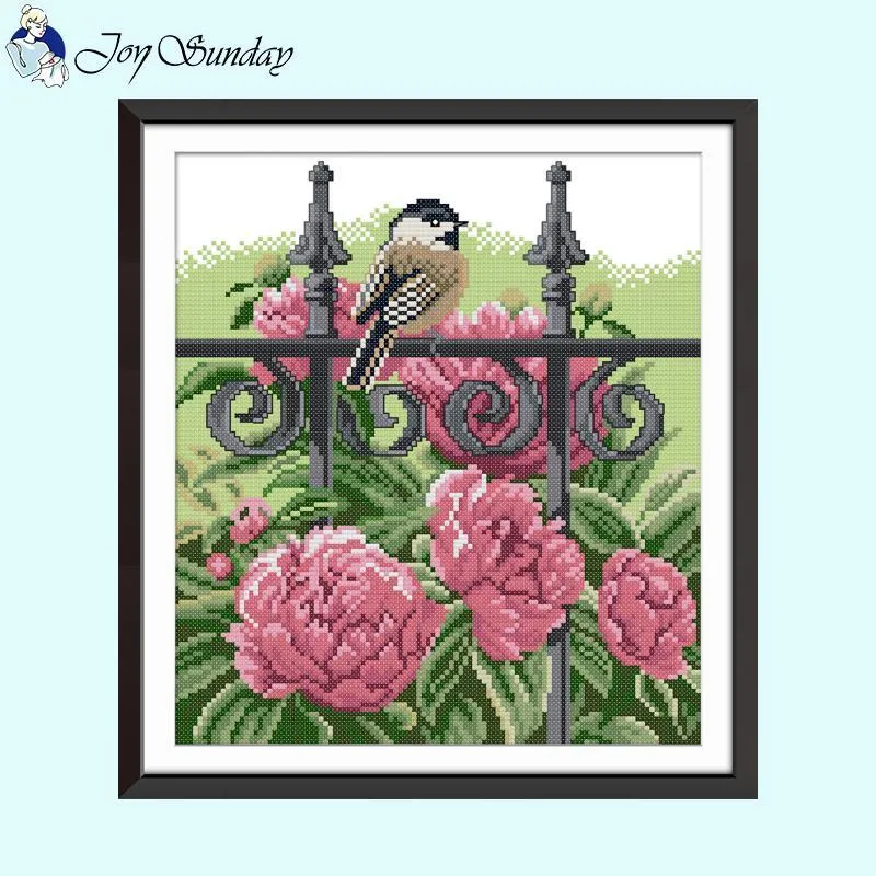 Joy Sunday Flower and Bird Home Decor Cross Stitch